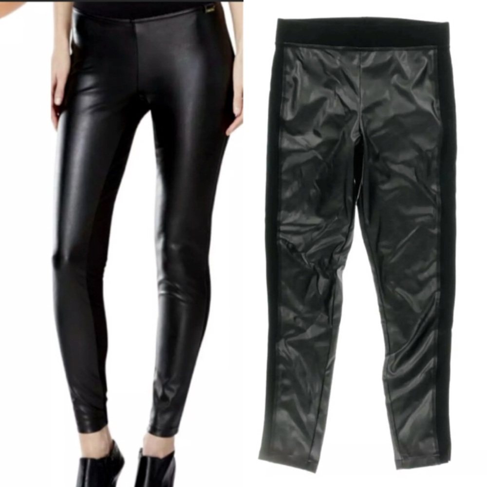 INC Black Ponte Leather Paneled Skinny Pants SZ 0! NEW!